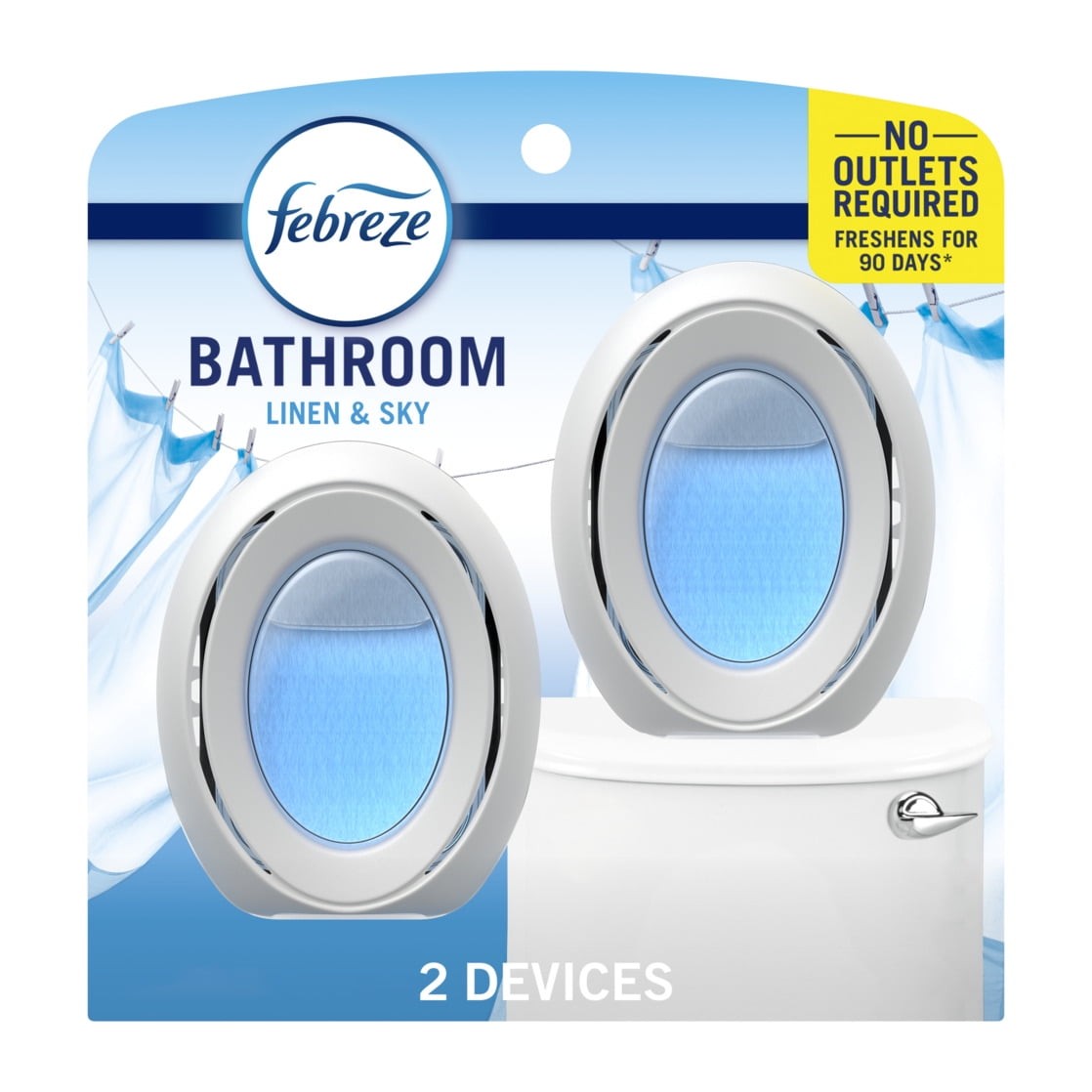 2 Pack Febreze Odor Eliminate Air Freshener Linen Sky Scent for Bathroom