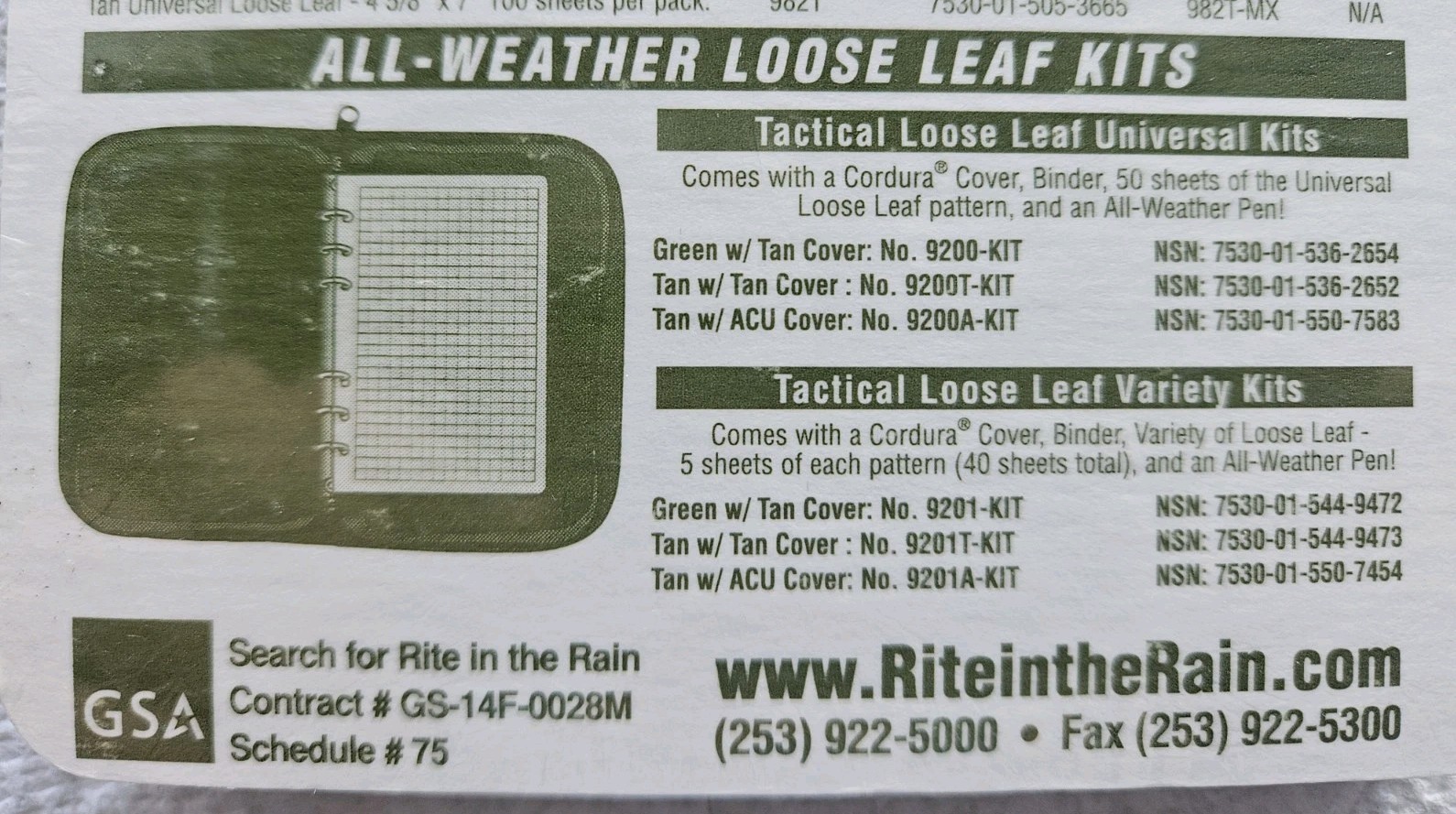 Rite in the Rain 4 5/8″ x 7″ All-Weather Desert Tan 100 Sheets 982T NIP $9.99