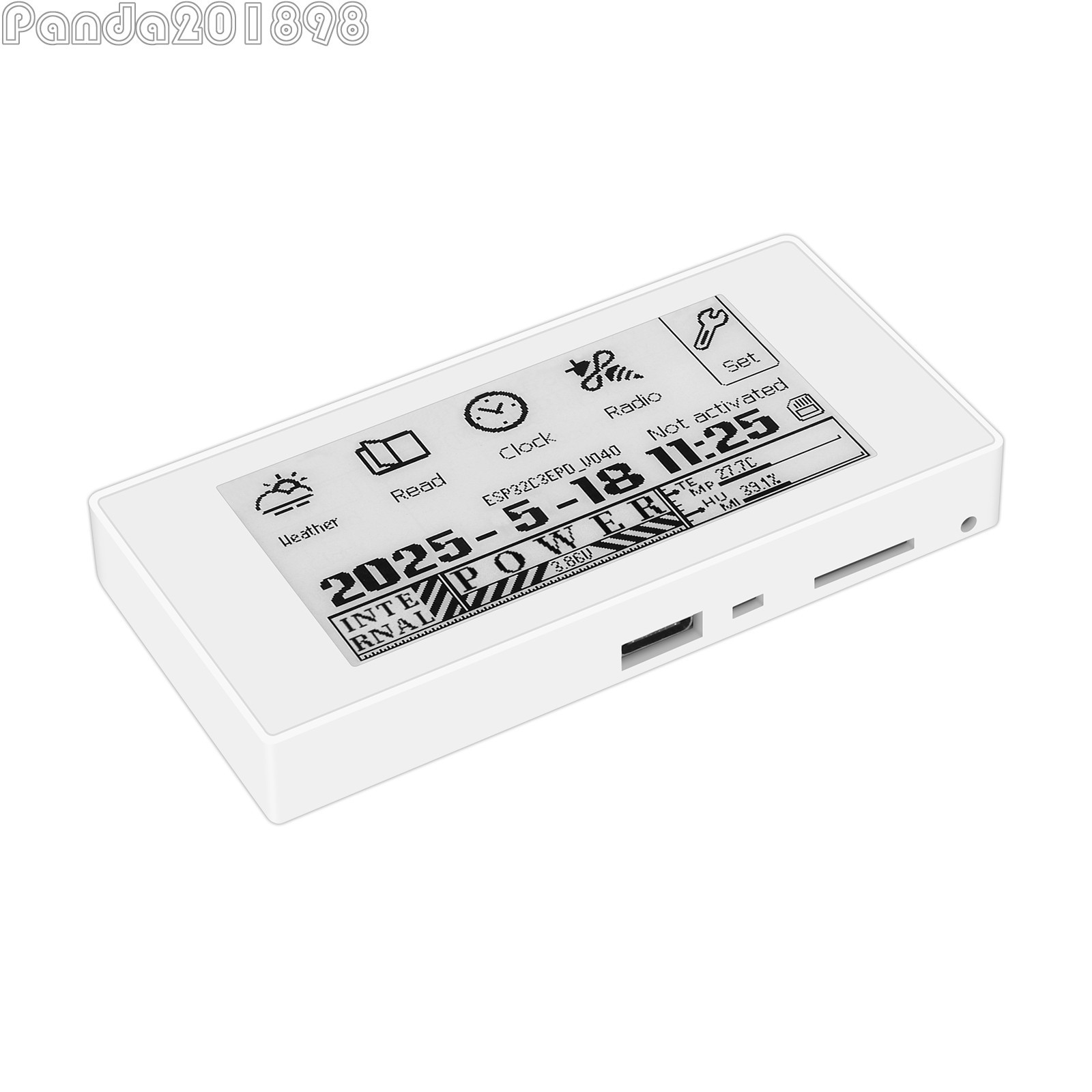 HAMGEEK RW01 Mini E-Ink Reader E-Book Reader (White Panel) for Weather Clock