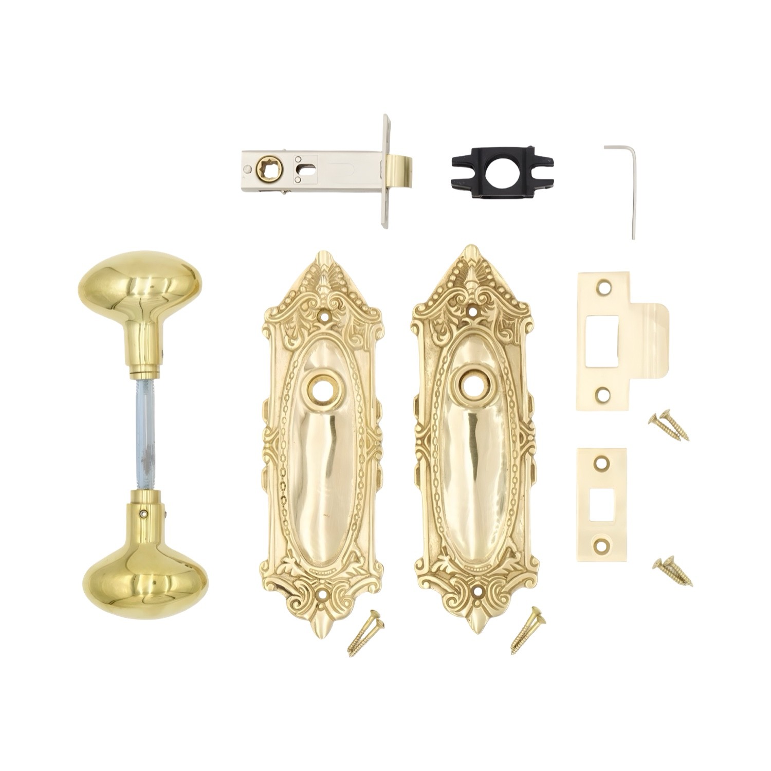 The Milford Passage Set in Polished Brass – 5 Door Knob Choices