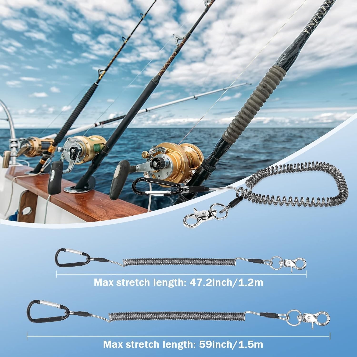 Hands-Free Fishing Tool Lanyard Set – Retractable | 6 Durable Black Lanyards