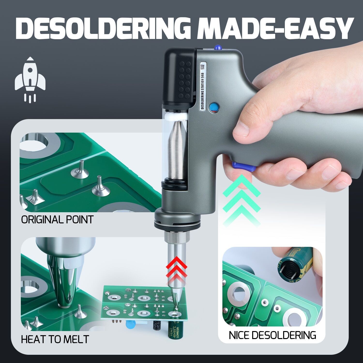 WEP Desoldering Station Powerful Sucker Electric Suction Tin Gun Soldering Iron