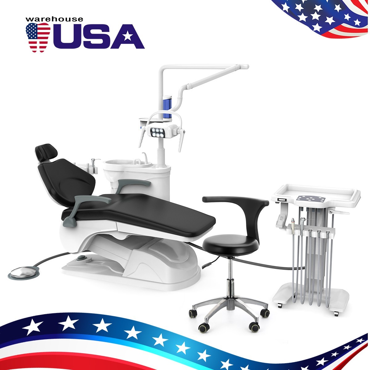 Dental Unit Chair DC Motor PU Leather Computer Controlled Dentist Stool CE FDA