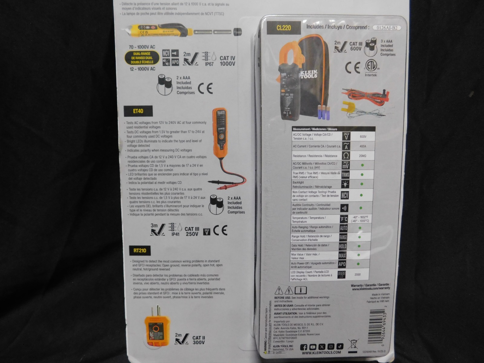 Klein Tools Electrical Test Kit with Digital Clamp Meter, Non-Contact Vo CL220VP