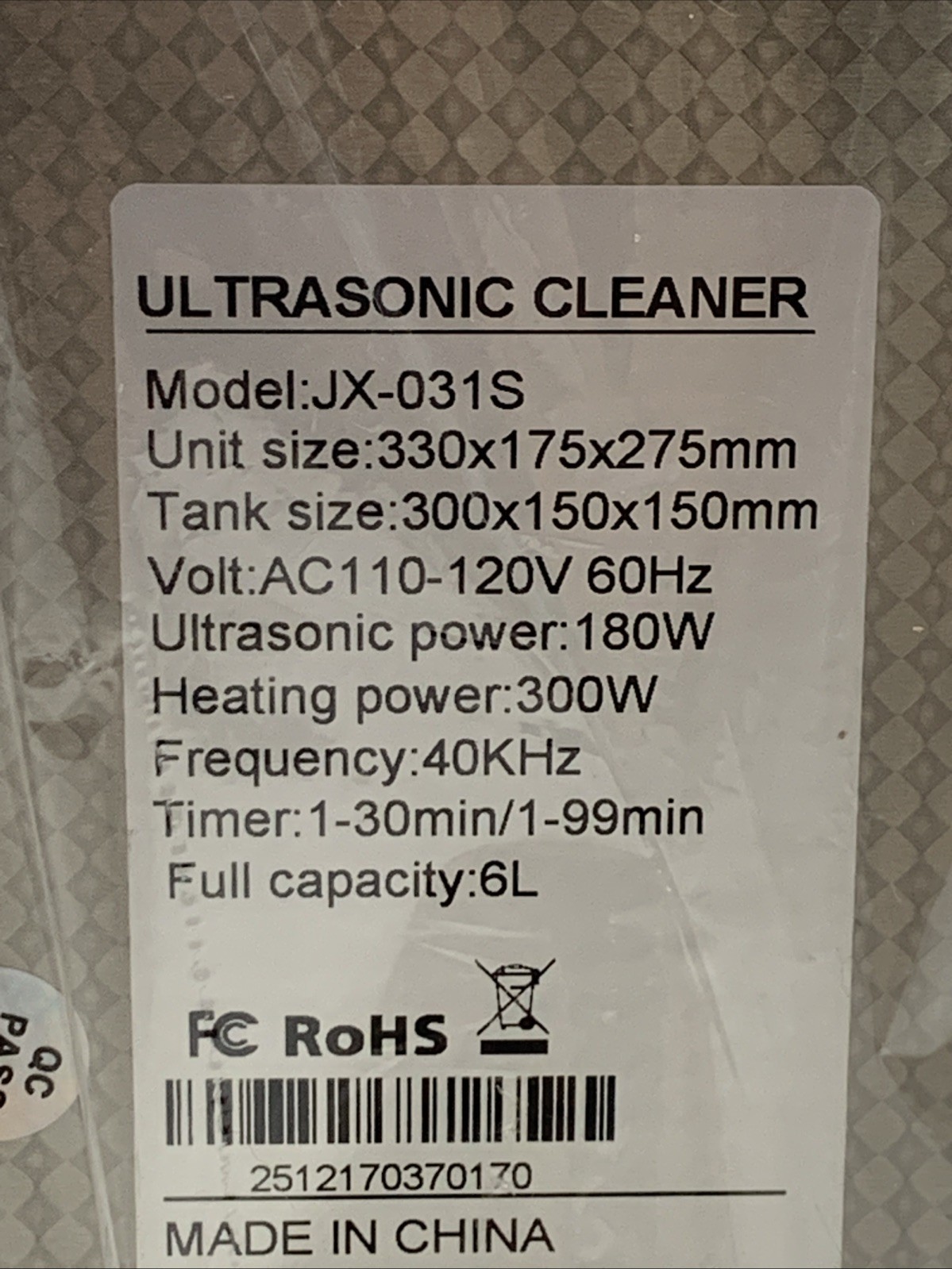 Creworks JX-031S Ultrasonic Cleaner 6L for Parts Bike Chain Metal Engine Parts
