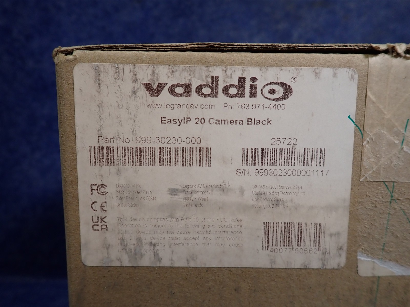 NEW Vaddio 999-30230-000 EasyIP 20 PTZ Camera, Black (E6)