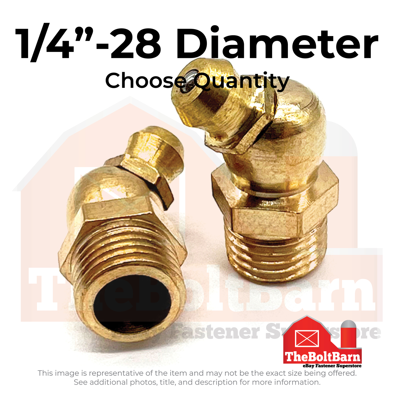 1/4″-28 Zerks Grease Fitting 45 Degree Hydraulic Brass (Choose Quantity)