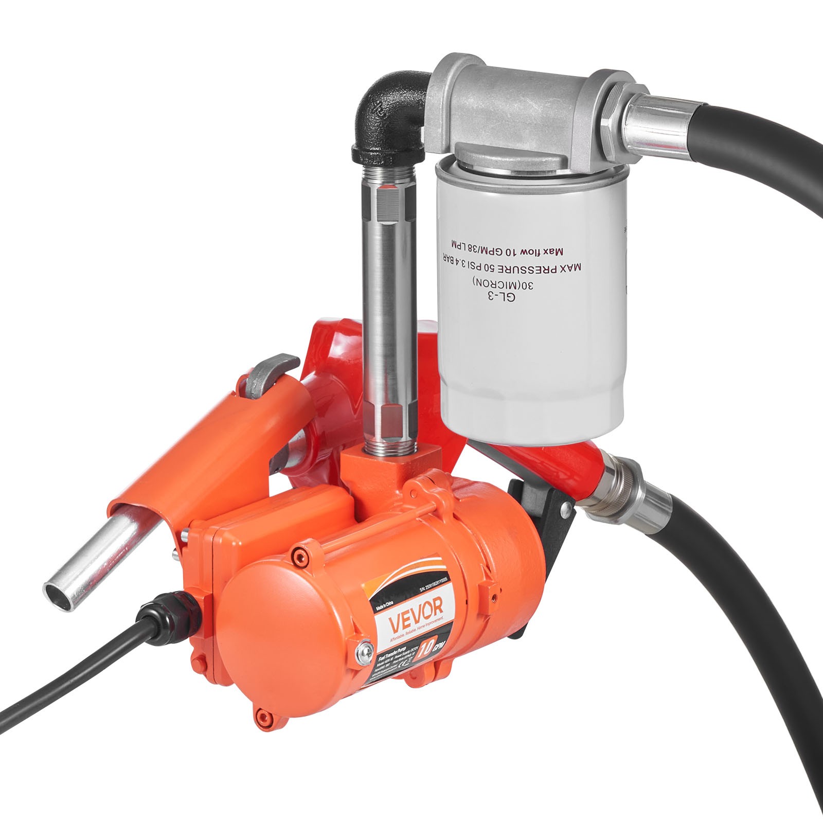 VEVOR Fuel Transfer Pump 12V DC 10 GPM Diesel Gasoline Kerosene Pump Auto Nozzle