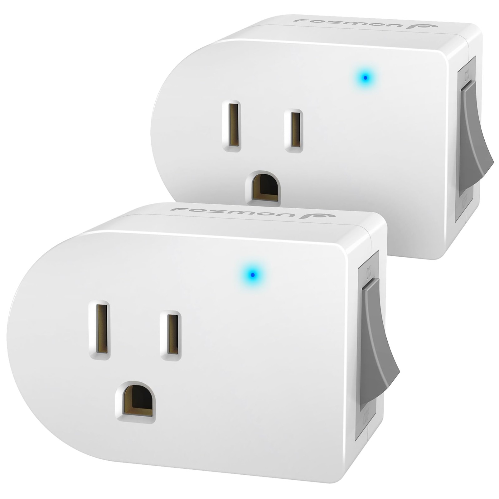 Fosmon Grounded Outlet with ON/Off Switch (2 Pack), 3 Prong Electrical White