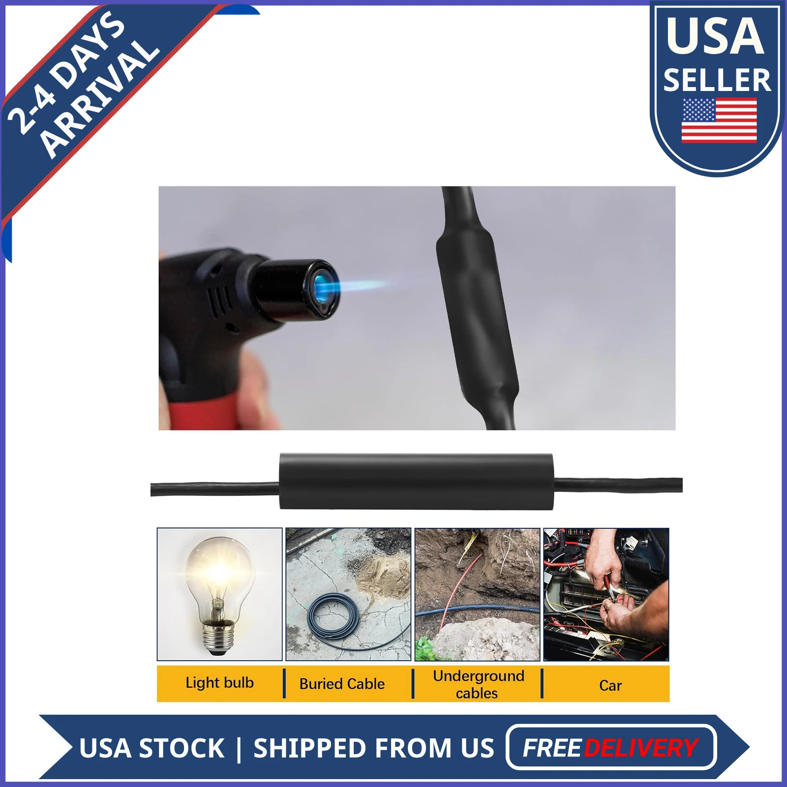 Underground Wire Splice Kit 8-2 AWG Direct Burial 600V Electrical Connector Set