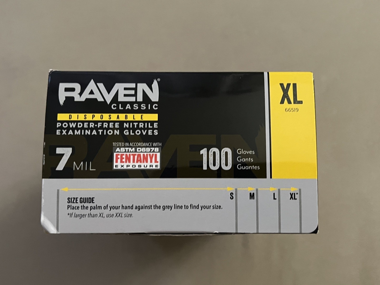 SAS Safety Raven Gloves XL, 66519, Powder Free, 7 mil, Black Color , 100 units