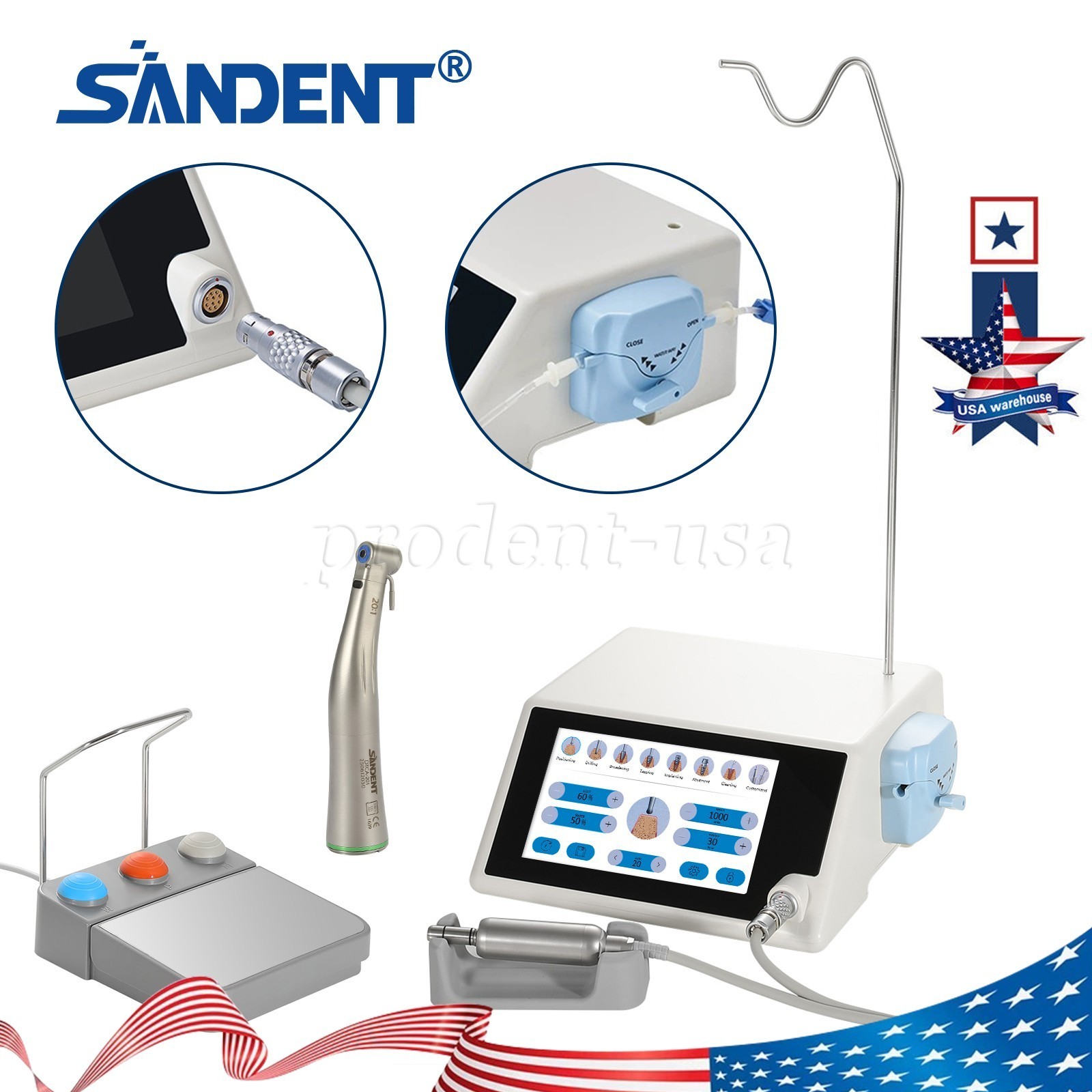 Dental Surgical Brushless LED Implant Motor System Touch Sreen&20:1 Contra Angle