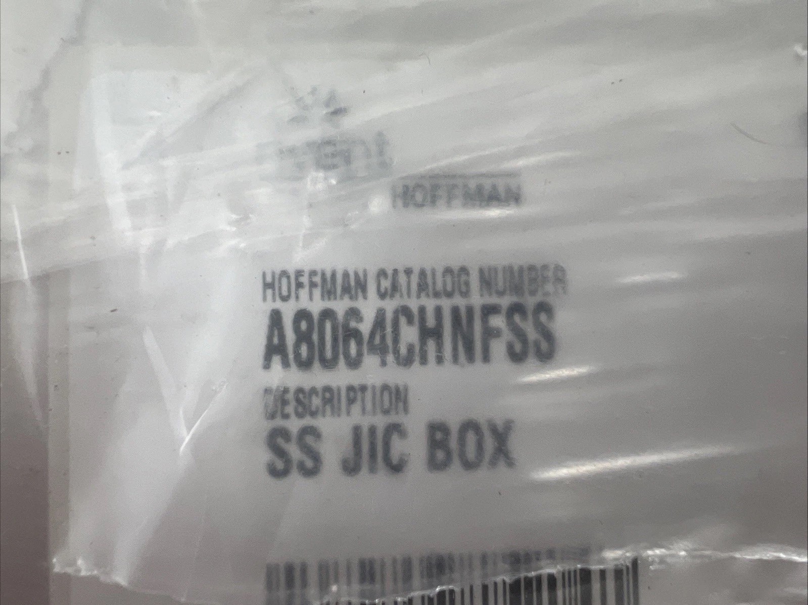 Nvent Hoffman A8064CHNFSS, SS JIC BOX, Type 4X, 8x6x4, Stainless 304, NEMA 3RX