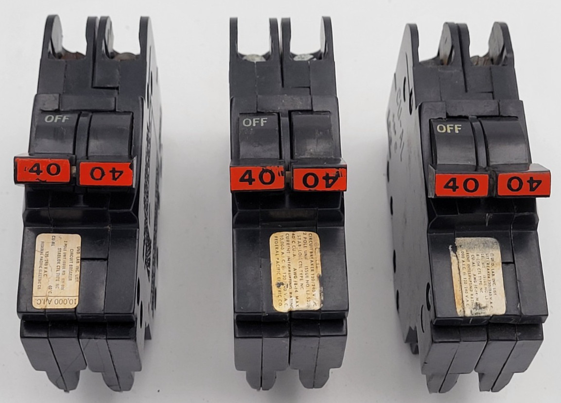 FPE NC0240 40 A 2-Pole Stab-Lok 120/240V Federal Pacific Circuit Breaker USED