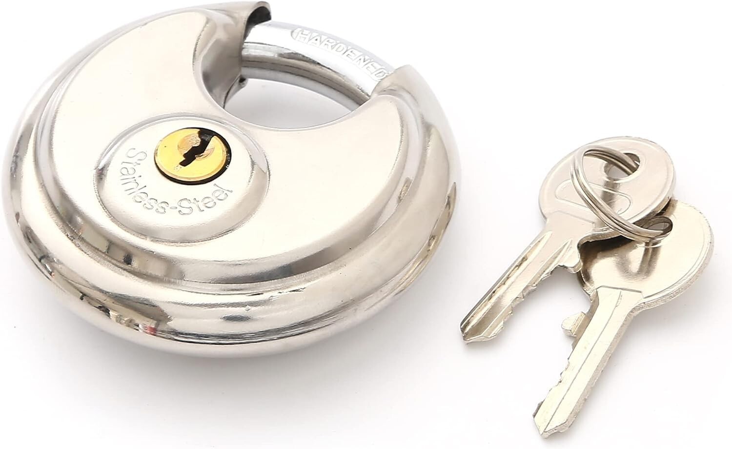 2 Pack 70mm Stainless Steel Armor Trailer Round Padlock / Shielded Shackle Key