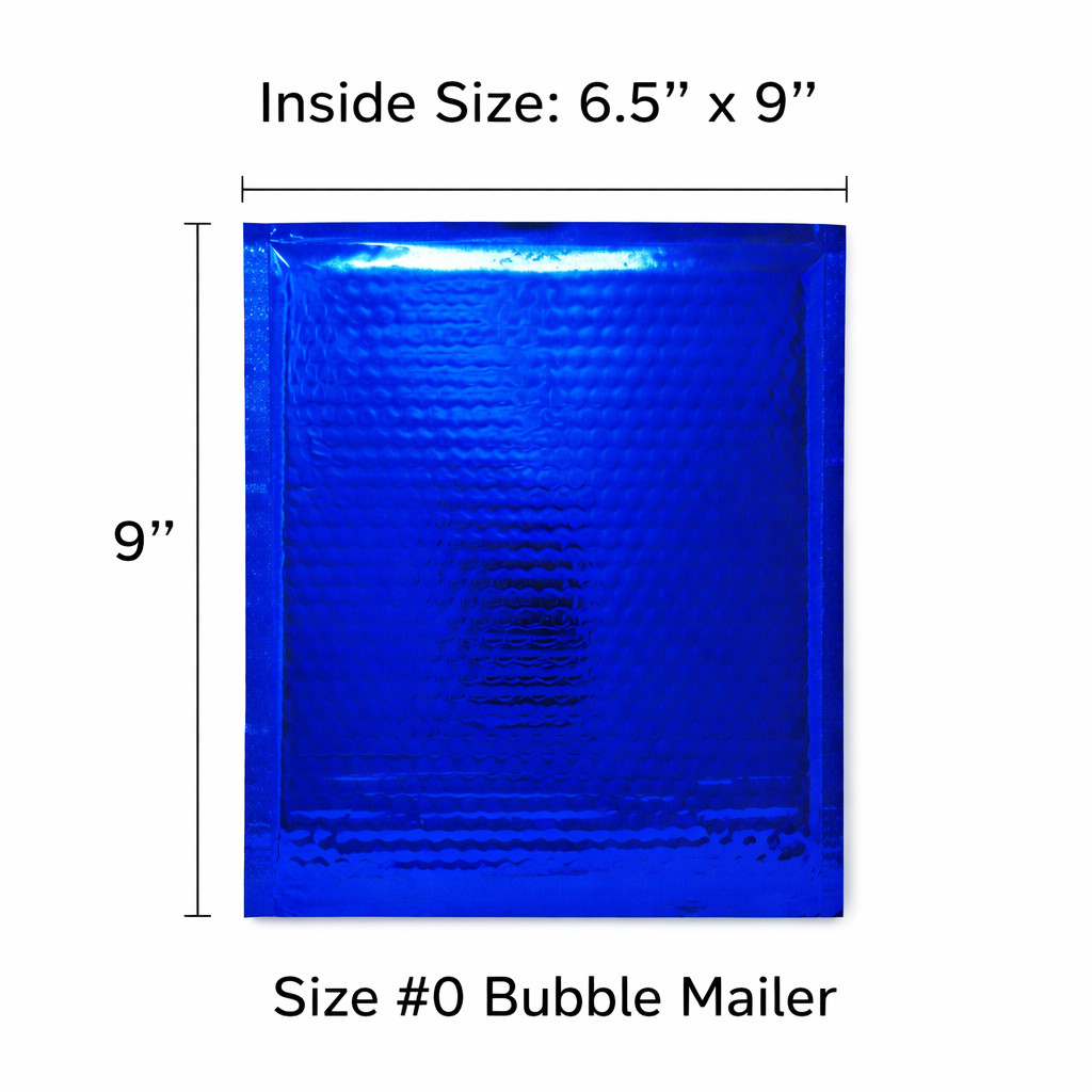 #0 6.5×9 Glamour Blue Foil Bubble Mailers Peel & Seal Padded Envelopes