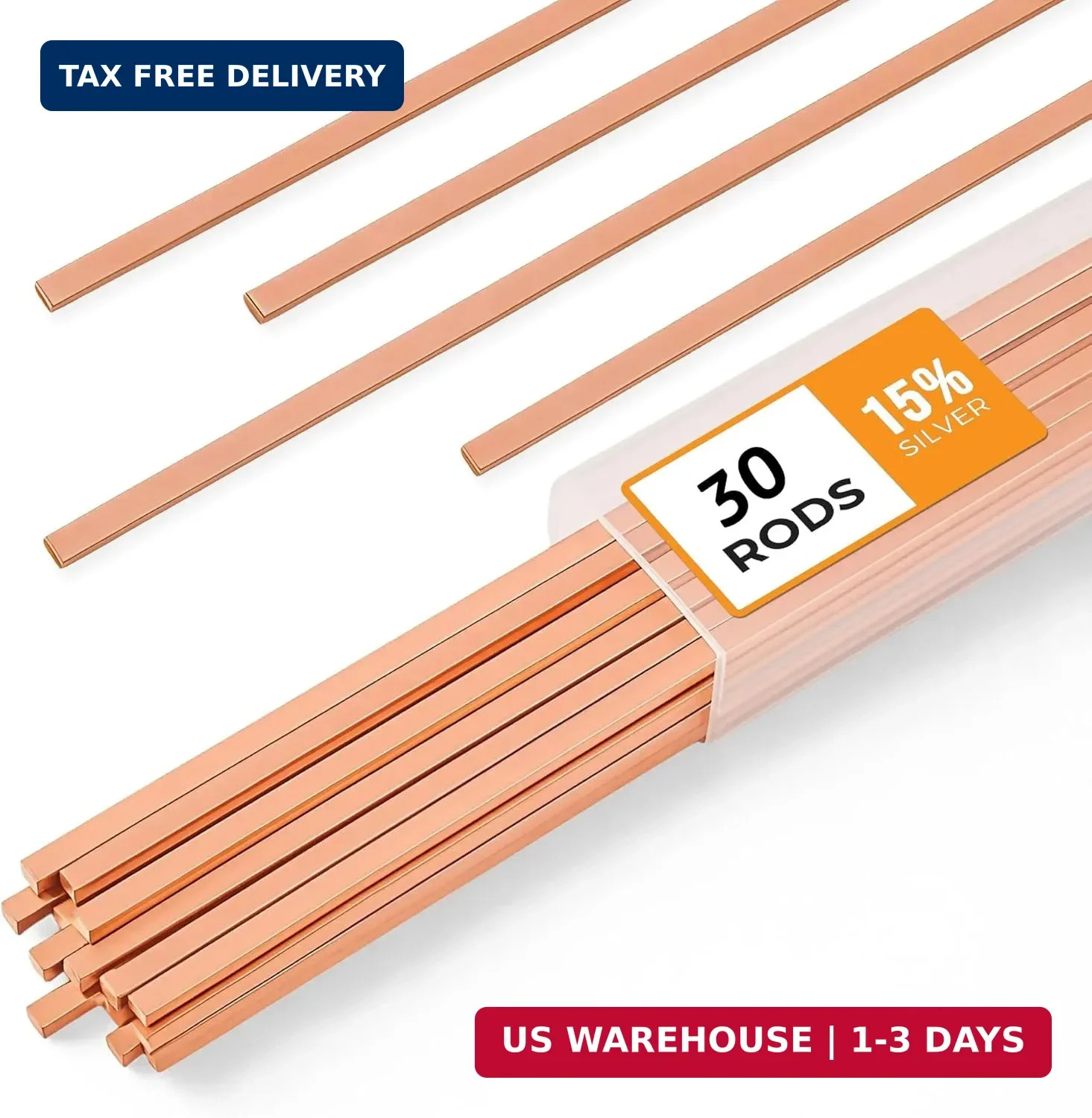30pcs Brazing Rods AWS BCuP-5 15% Silver Solder Phos Copper Brazing Alloy Flat W