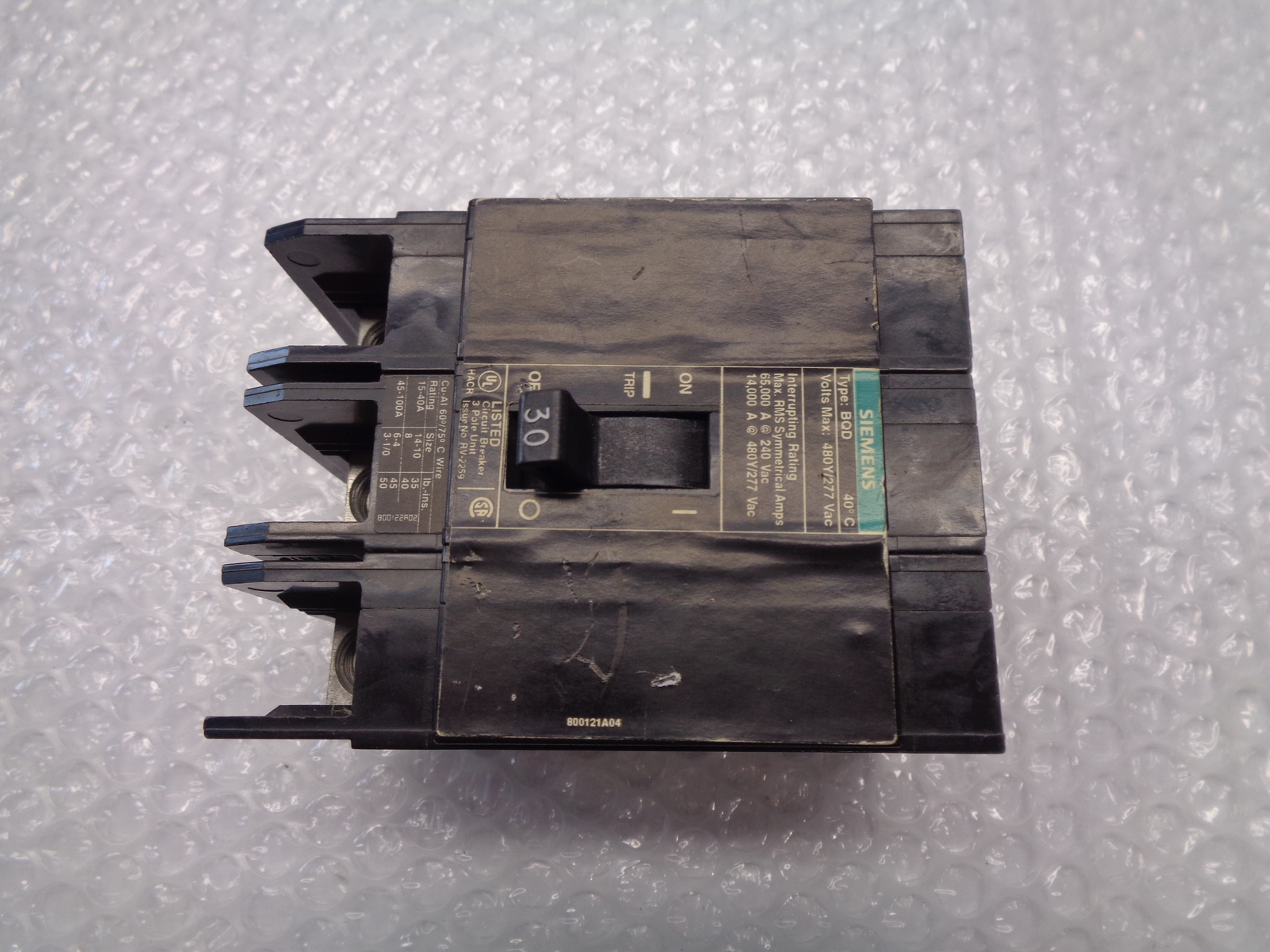 SIEMENS BQD330 BREAKER 3POLE 30AMP NSNP