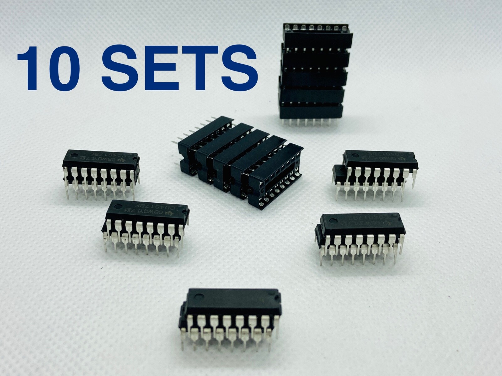 5-10 Set CD4017 CD4017BE DIP-16 Decade Counter Divider IC with Socket Choose Qty
