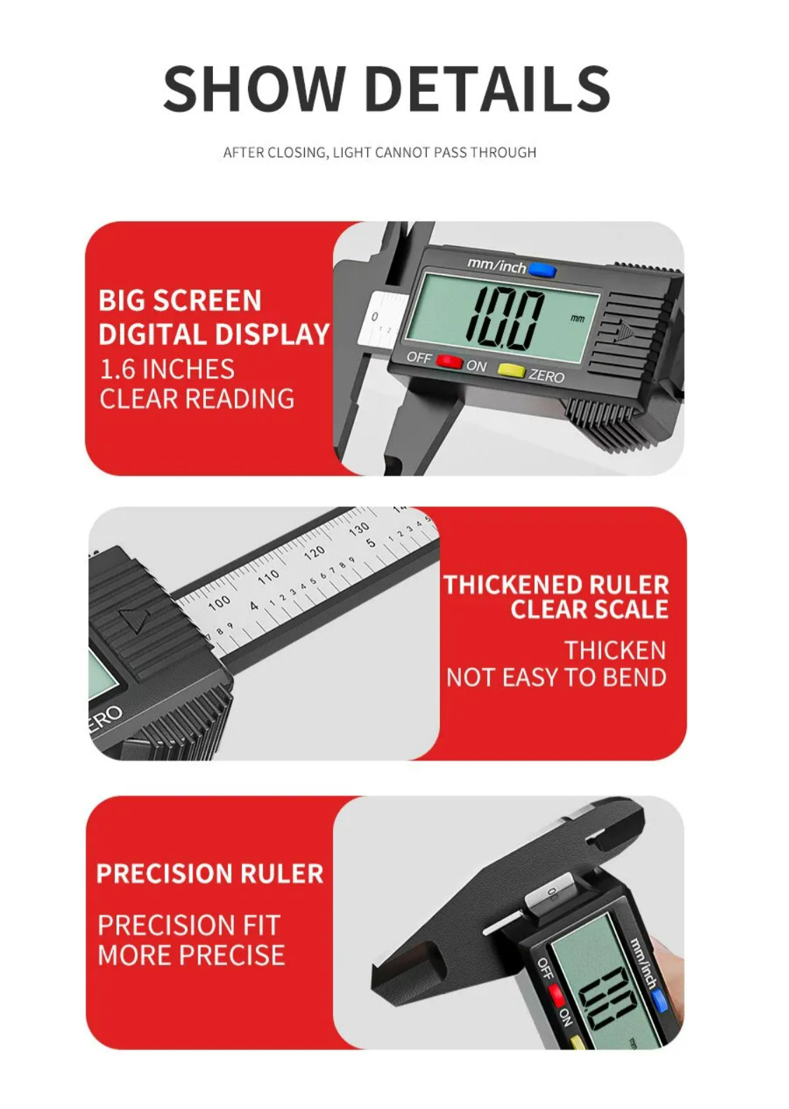 6 In 150mm Digital Caliper Ruler Electronic Vernier Micrometer Measuring Tool