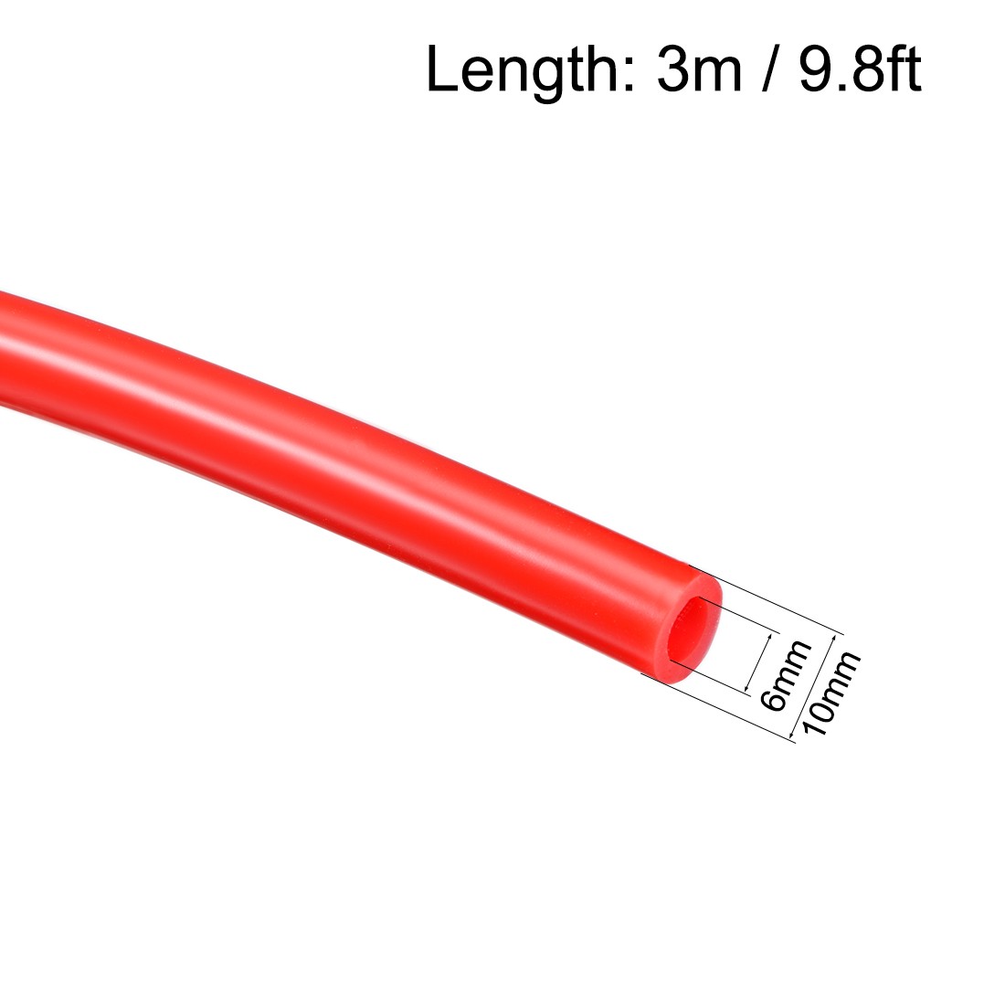 Silicone Tubing 6mm ID X 10mm OD 9.8ft 3 Meters Flexible Tube Air Hose Red