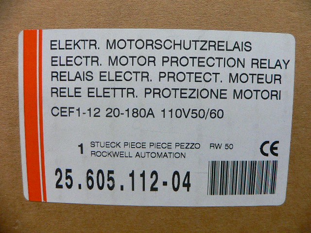 Sprecher + Schuh Cef1-12, 20-180A, 110V50/60 Motor Protection Relay