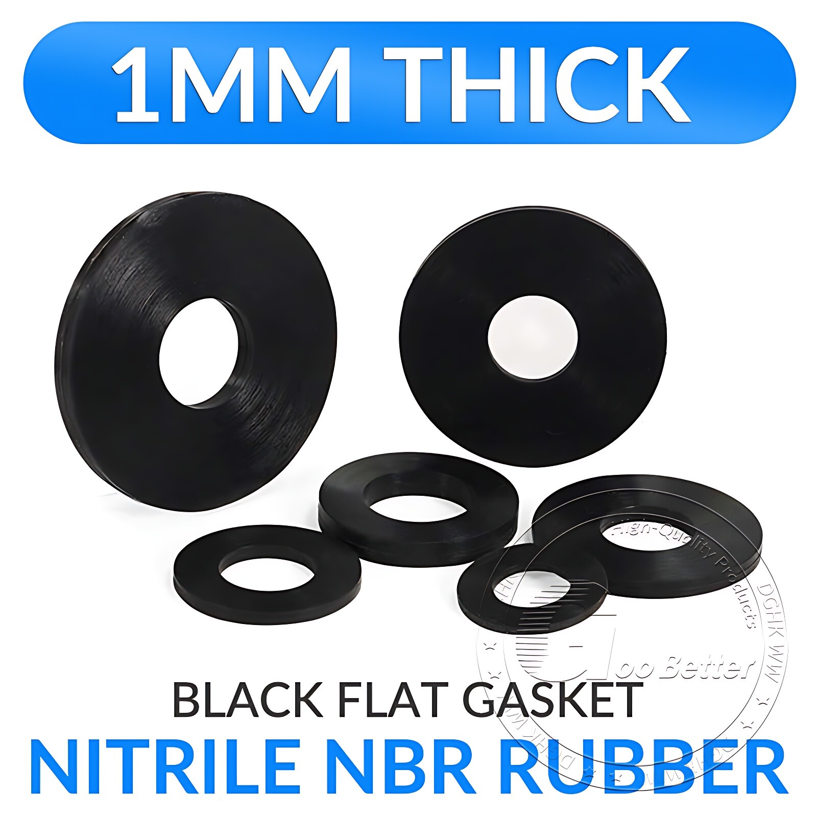 1MM THICK NITRILE NBR BLACK RUBBER WASHER ROUND RING SEAL 4MM TO 16MM OD