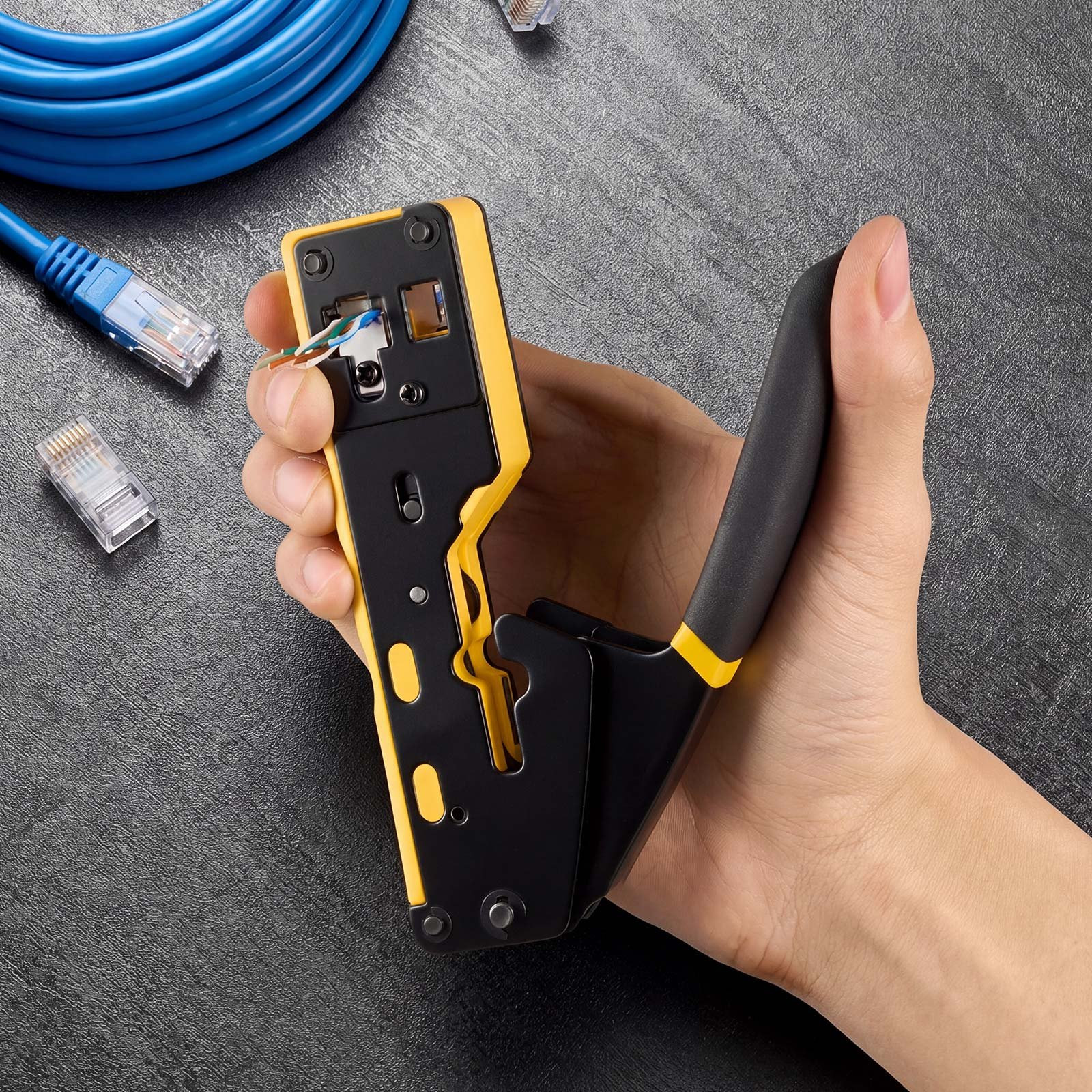RJ45 RJ11 RJ12 Crimping Tool Kit Ethernet Crimper w/ Tester Plugs
