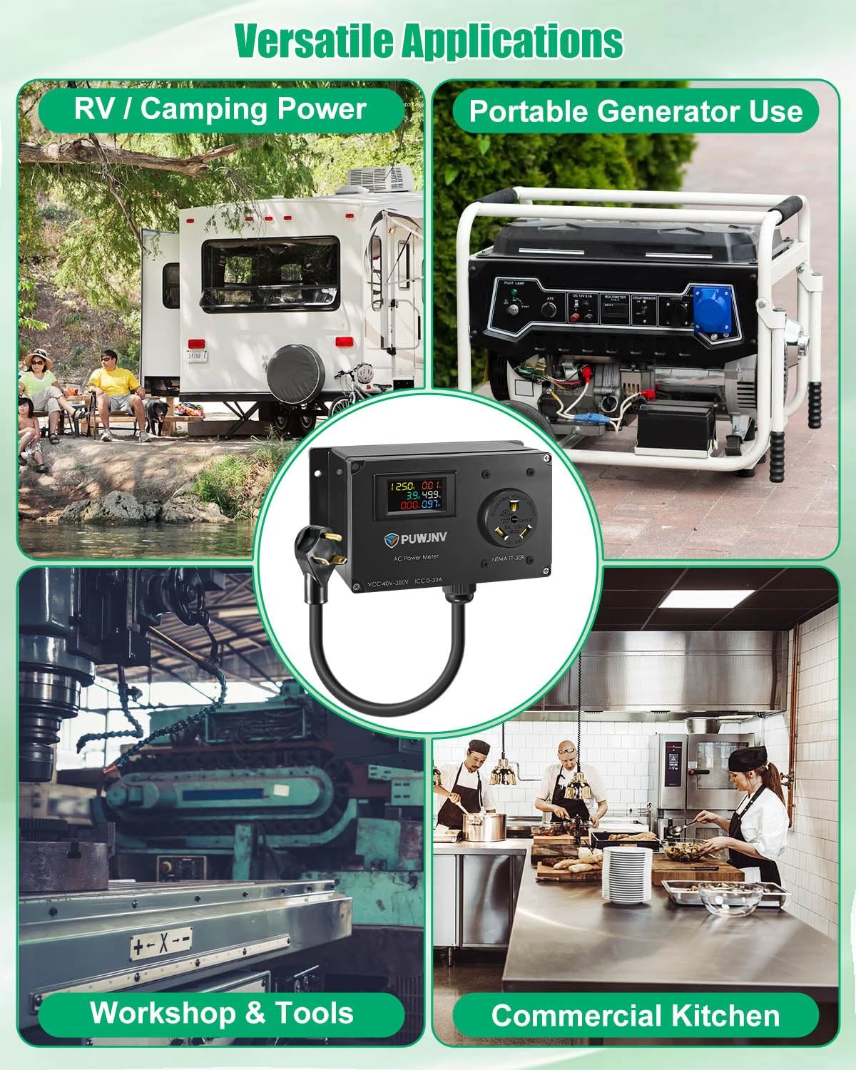 30A RV Power Meter TT-30P to TT-30R LCD Voltage Watt kWh Energy Monitor