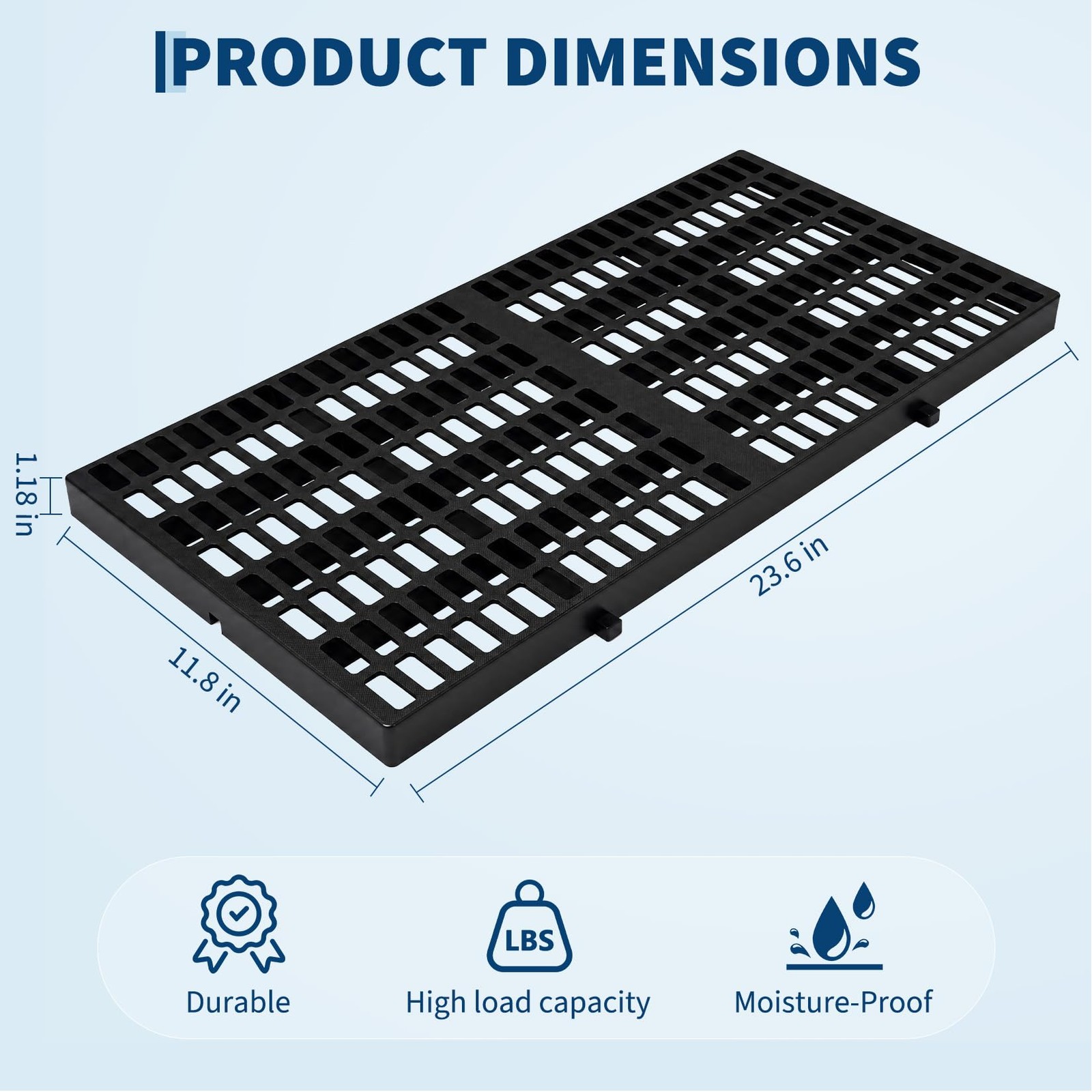 6/12/18-Pack Waterproof Plastic Pallets, 23.6″x11.8″, for Garage Basement Use