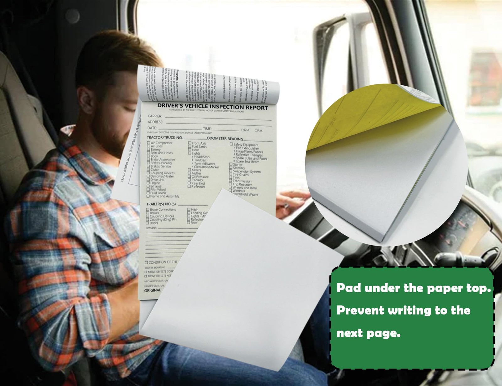 Detailed Driver’s Vehicle Inspection Report 10 Pack Book Format 2-Ply Carbonless