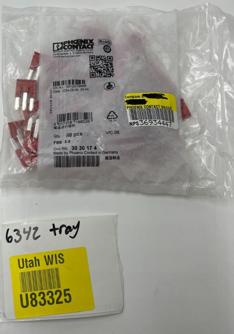 (QTY 50) Phoenix Contact Plug-in Bridge FBS 3-5, 3 Positions, 5.2 mm Pitch