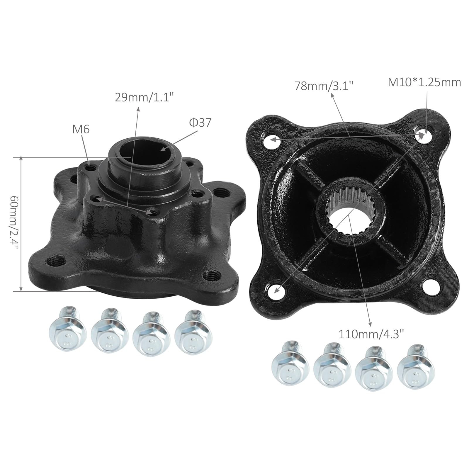 2PCS 18×9.5-8 Tubeless Wheels Tires Rim 4 Stud 23T Hub for UTV ATV Go Kart