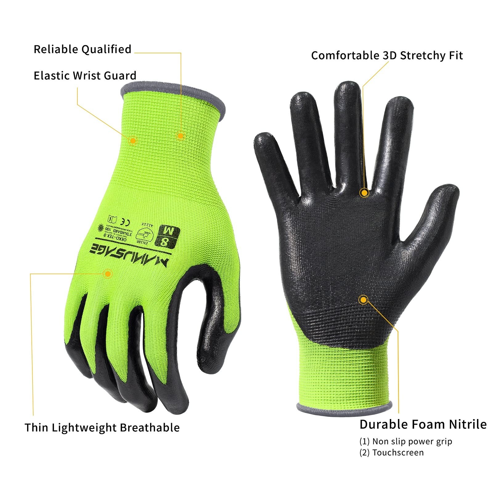 Safety Work Gloves – Protective Glove for Men & Women – Ultrathin Hand Protec…