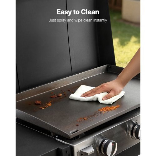 Gas Griddle, 3-Burner Flat Top Grill, Propane Griddle with Wheels, Lid, 3 x 1100