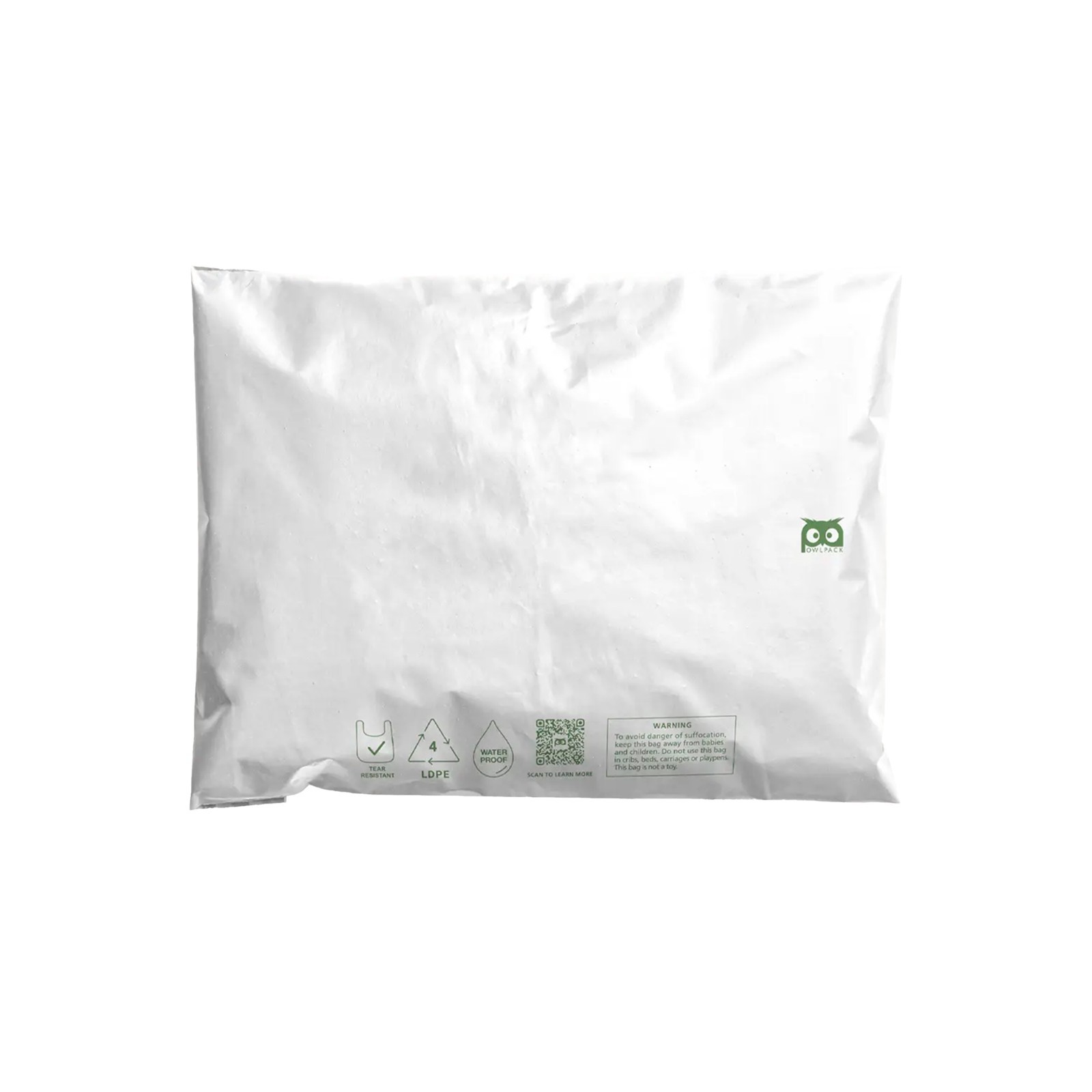 Owlpack Eco Friendly 2 MIL Thick Recycled Mailers, Poly Mailers (Plain/White)