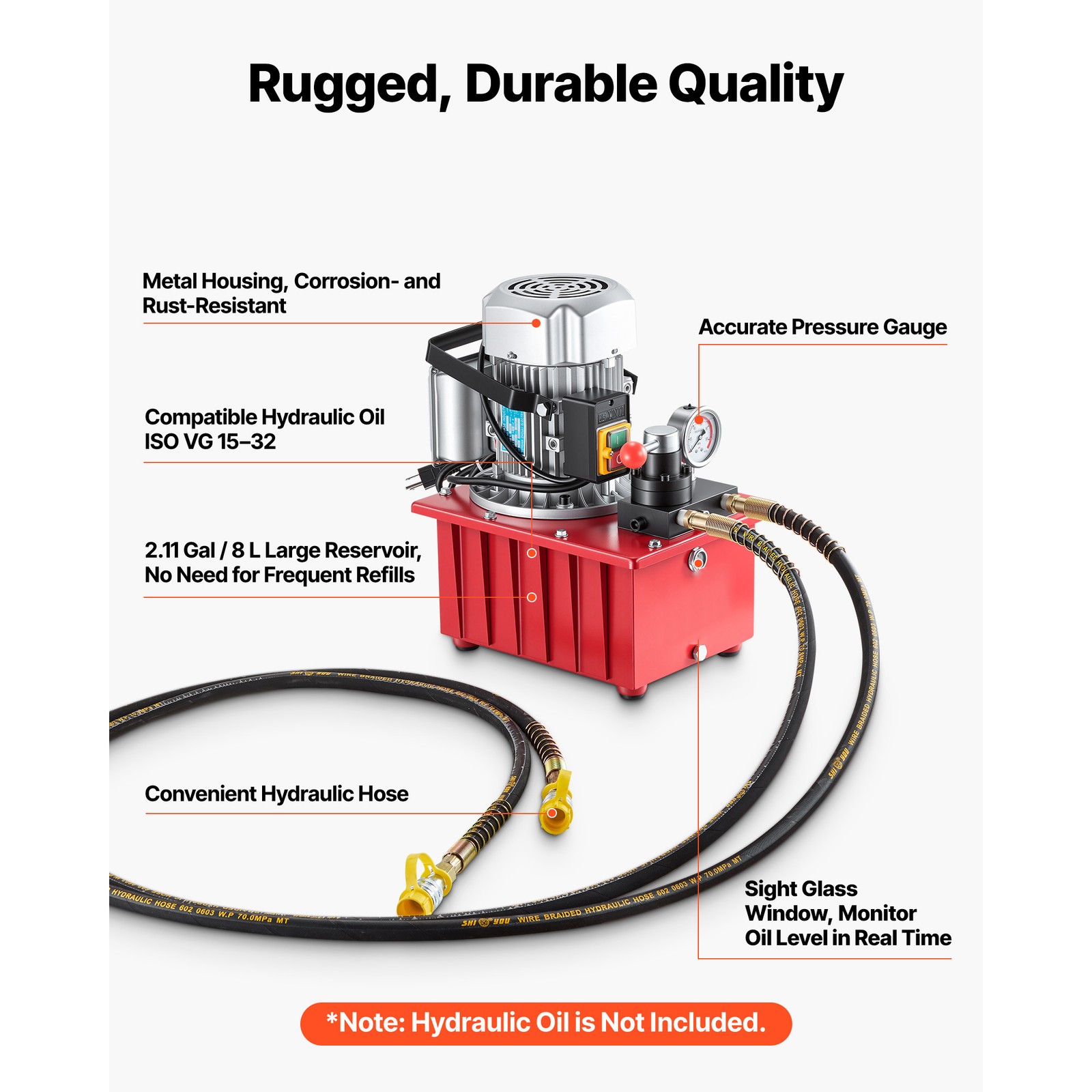 Uimoso Electric Hydraulic Pump 750W 10000 PSI Dual-Action Hydraulic Power Unit