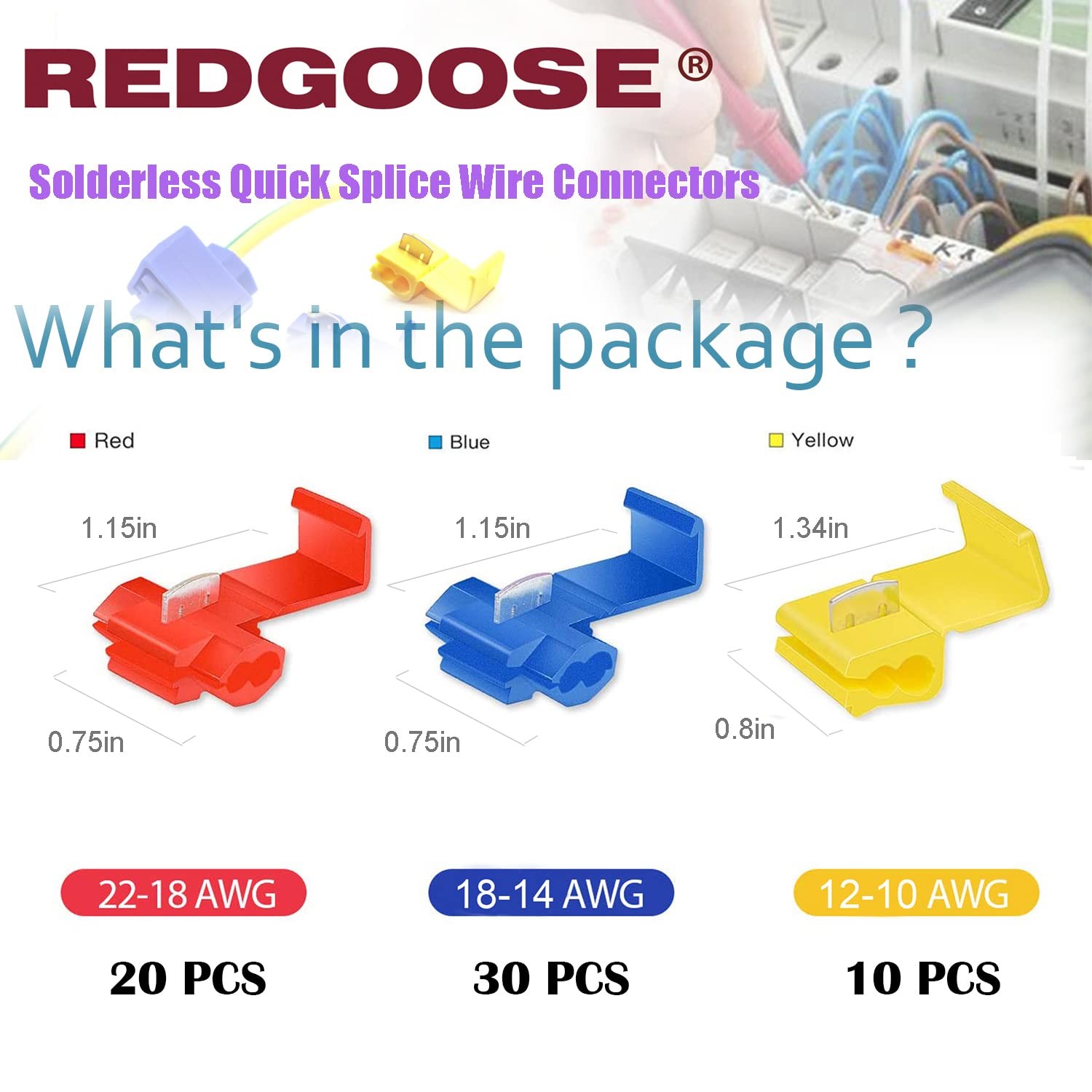 60PCS Solderless Quick Splice Wire Connectors, 22-10 AWG Lock Snap…