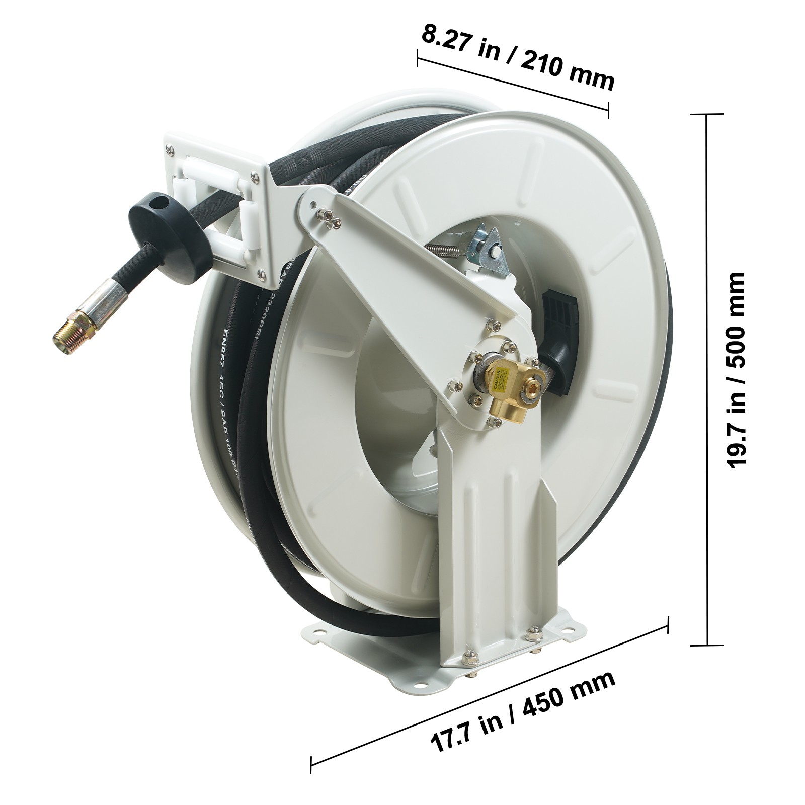VEVOR Fuel Hose Reel Retractable Machine Oil Hose Reel 1/2″ x 50′ Auto Rewind
