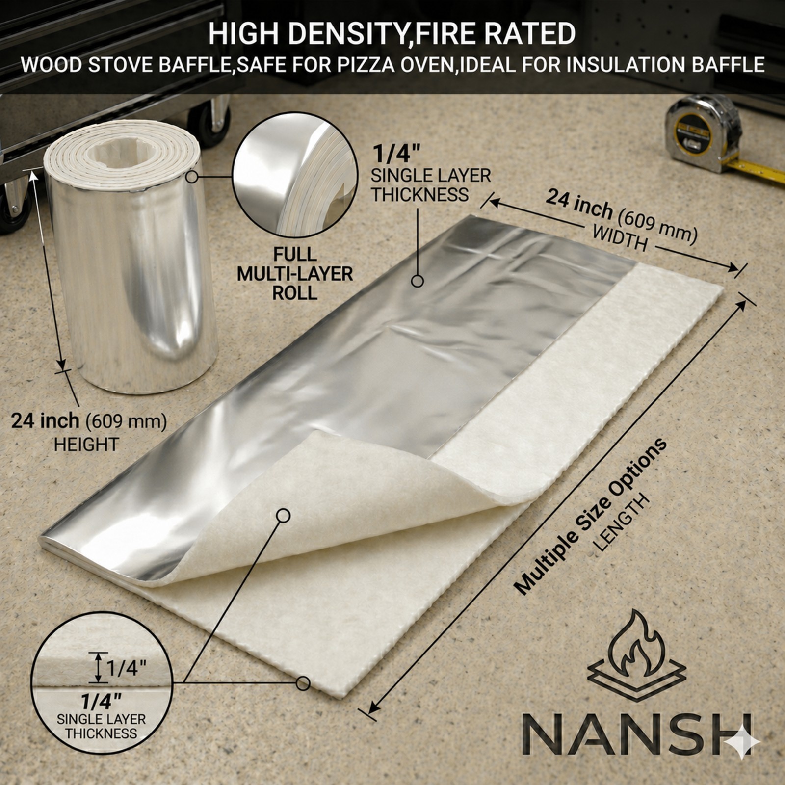 High-temperature insulation ceramic fiber blanket with aluminum foil facing