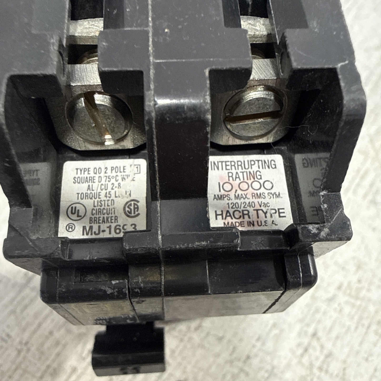 Square D QO260 60 Amp 2 Pole 120/240 Volt Plug-In 60A 2P Q0 Breaker YELLOW FACE