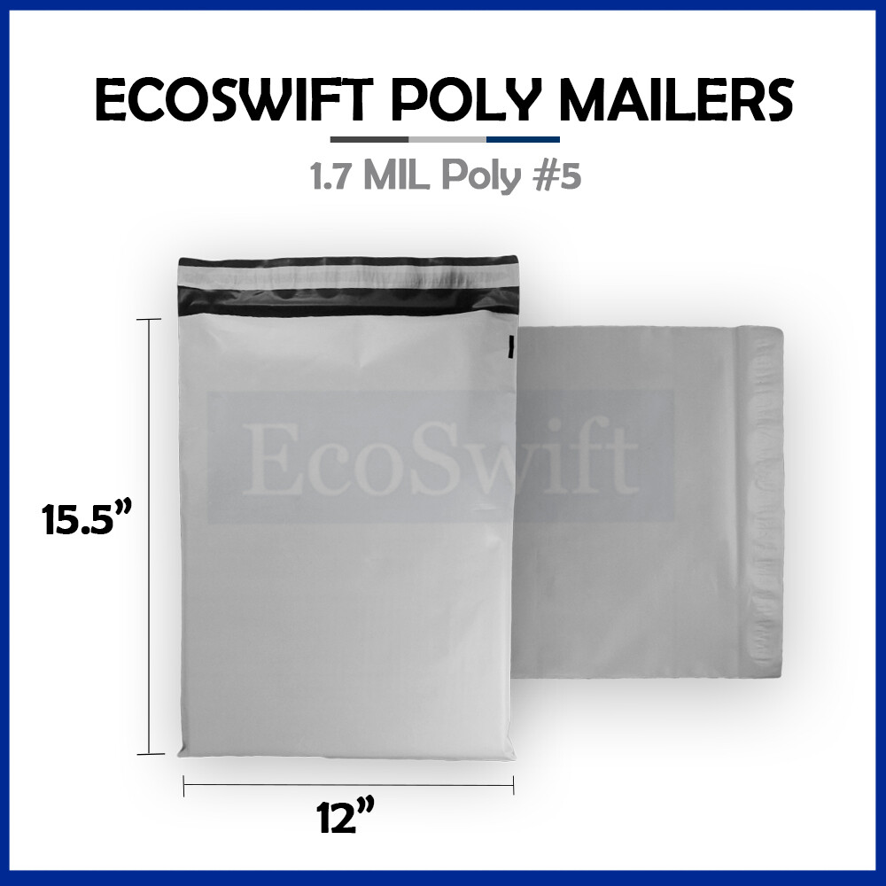 1 12 x 15.5 White EcoSwift Poly Mailers Shipping Envelopes Self Seal Bags 1.7MIL