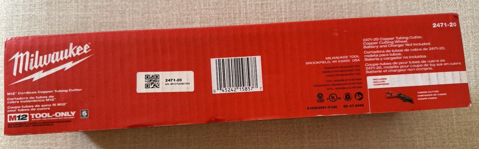 Milwaukee 2471-20 M12 Cordless Copper Tubing Pipe Cutter 3/8″ – 1″ New in Box