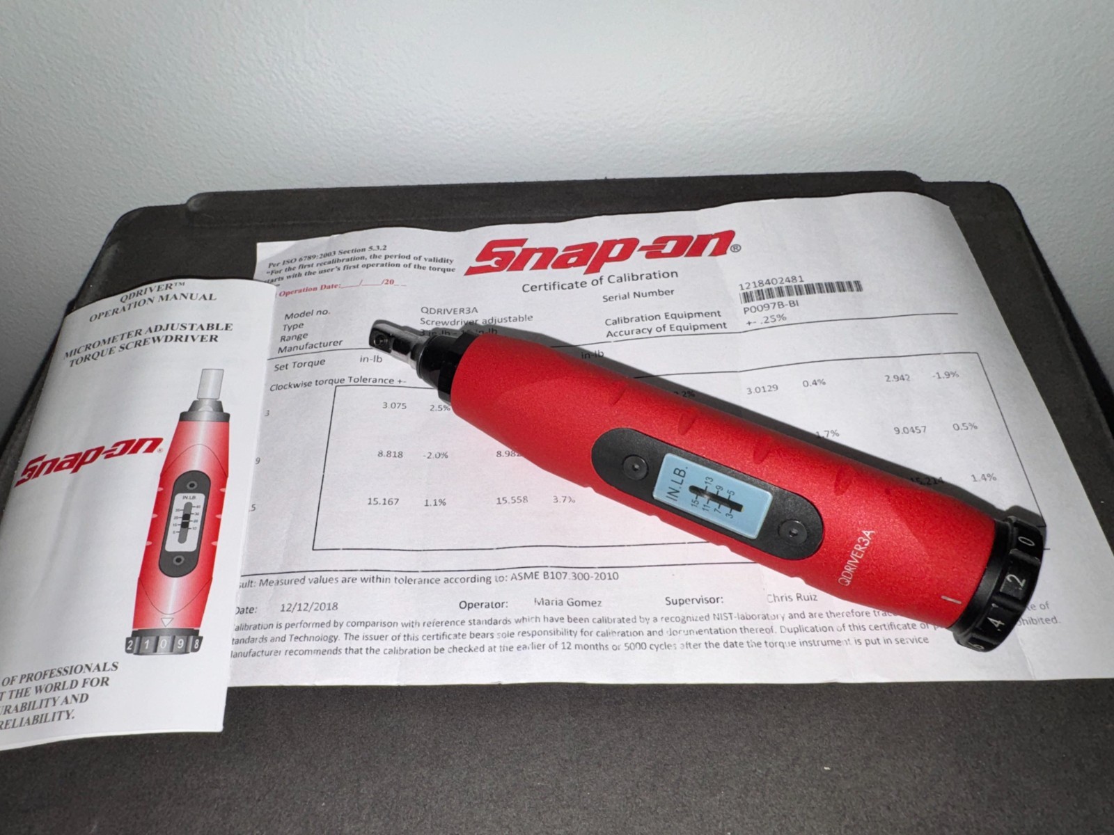 Snap-On QDRIVER3A Digital Torque Screwdriver 3–15 in-oz New Calibrated