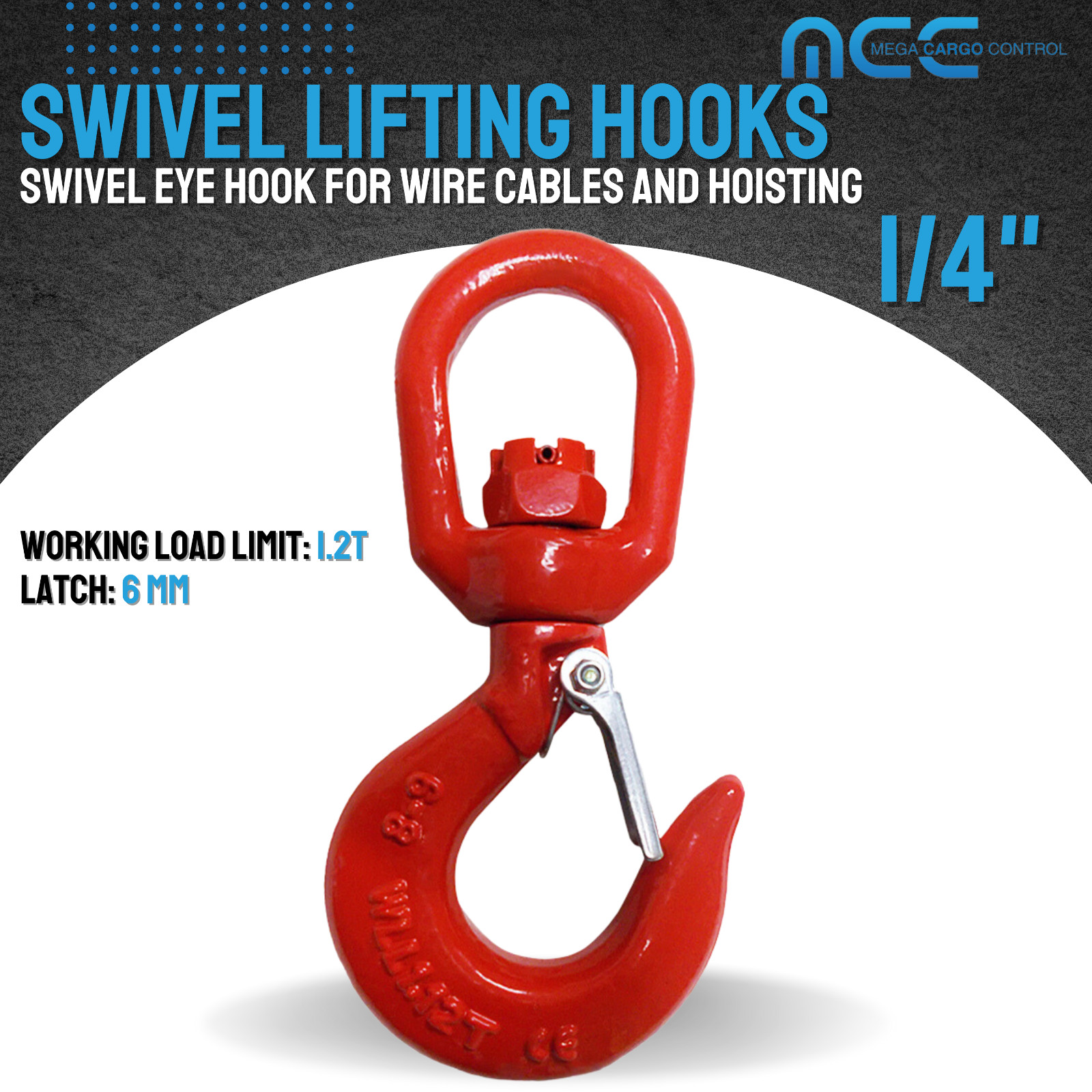 G80 Heavy Duty 1.2T – 5T Swivel Lifting Hook w/ Latch for Lifting Hoist Rigging