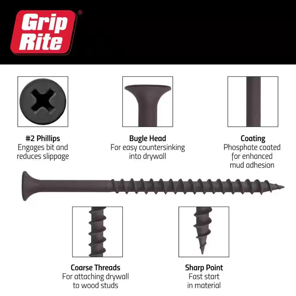 #6 X 1-5/8 In. #2 Phillips Bugle Head Coarse Thread Drywall Screw 1 Lb. Box