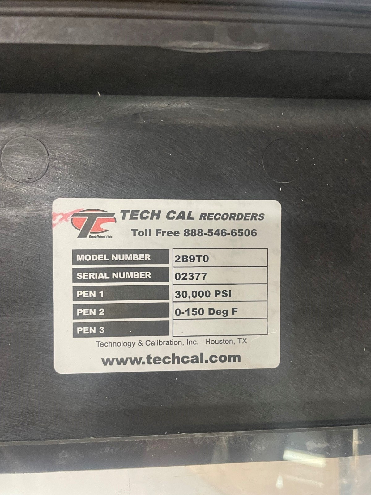 TECH CAL Chart Recorder 30,000 PSI 150F Model 2B9T0