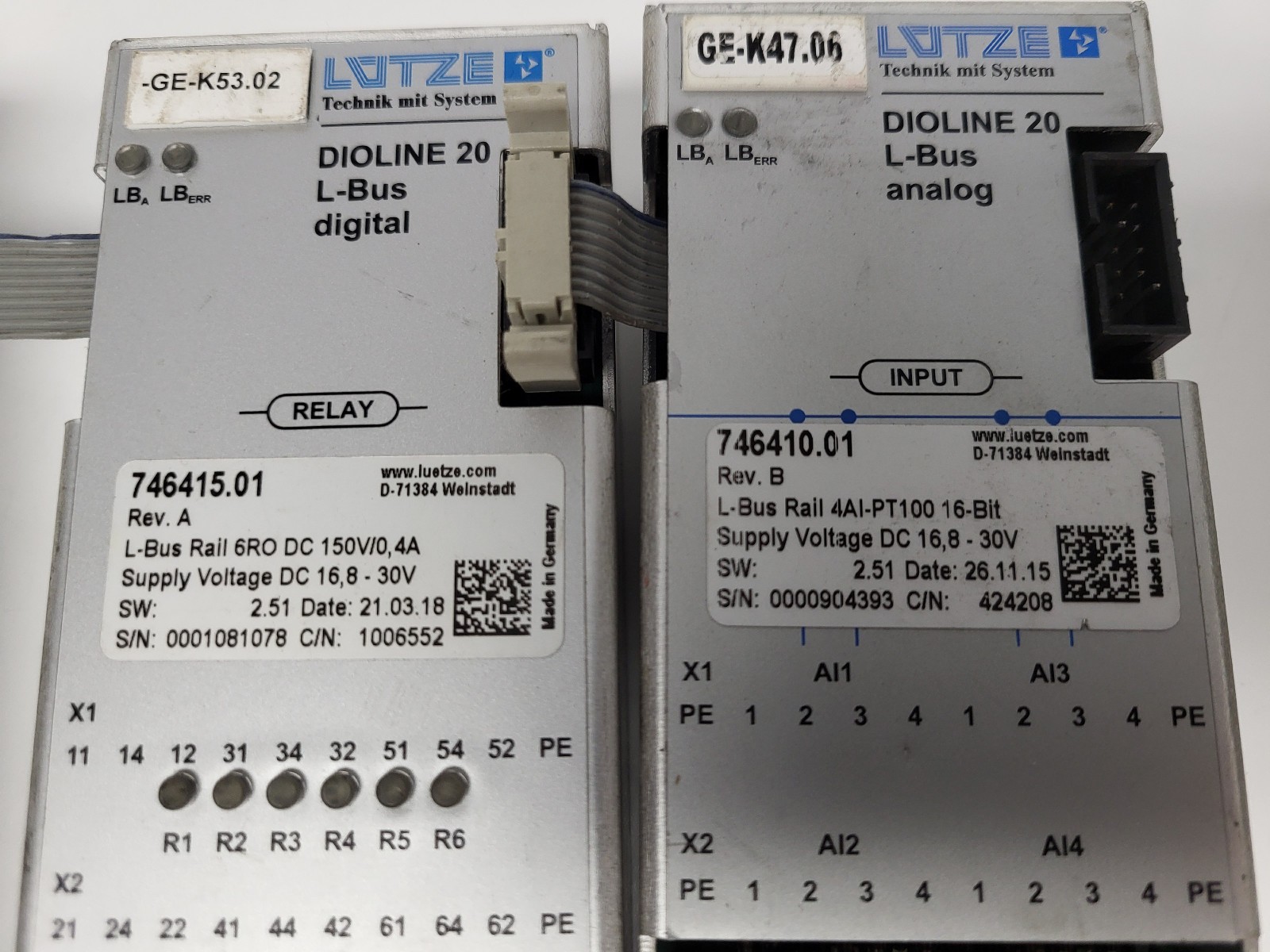 Lutze MVB Bus Interface, Digital and Analog I/O Modules for Dioline 20