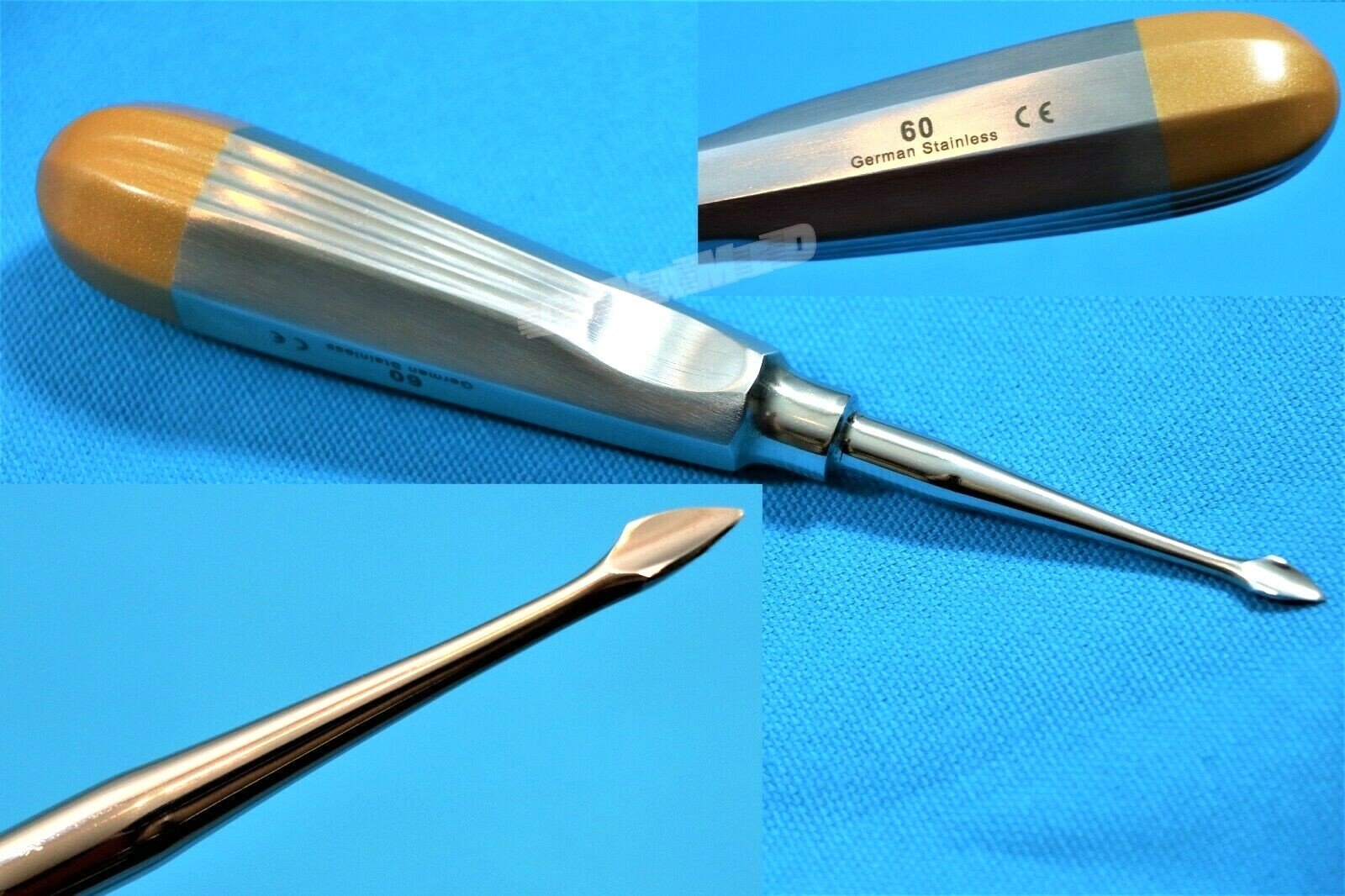 2 EA DENTAL TOOTH SURGERY SPECIAL PATTERN SPADE CONCAVE STR ROOT TIP ELEVATOR#60