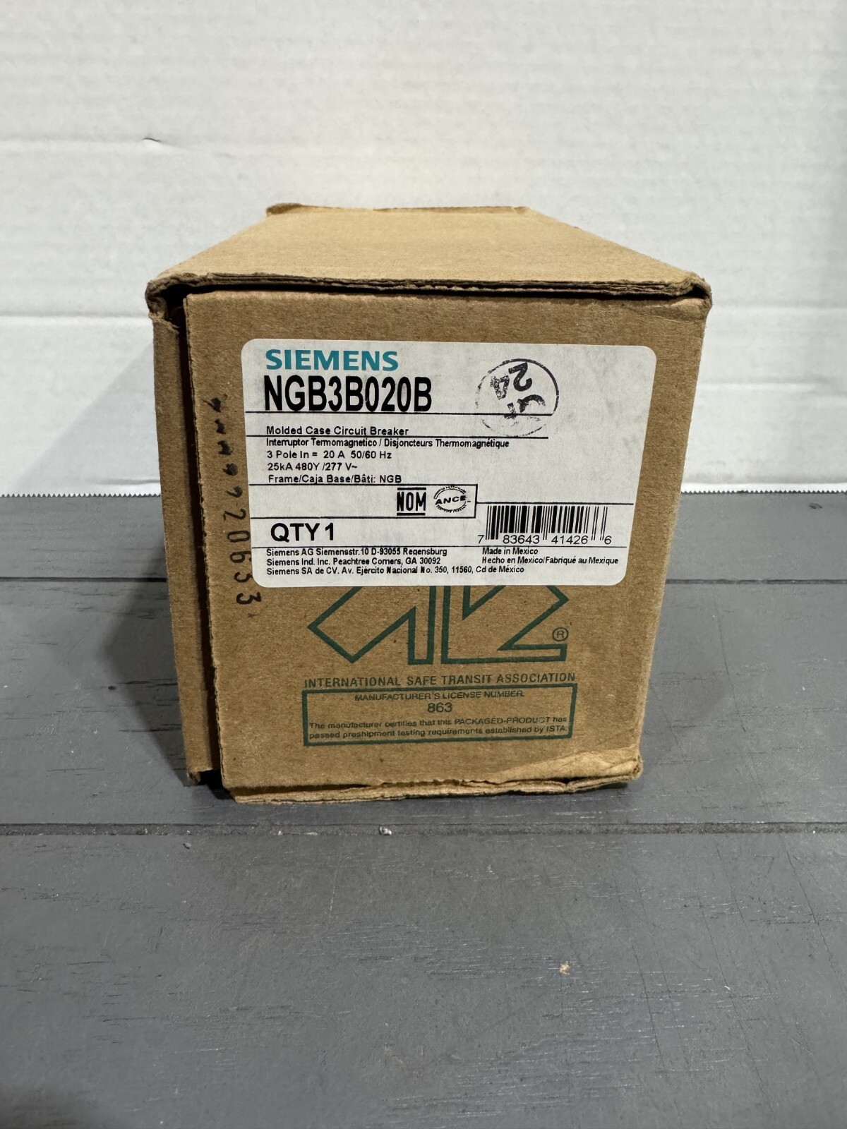 NEW IN BOX SIEMENS NGB3B020B (3P-20A-480V-35k AIC) *SHIPS SAME DAY UPS*